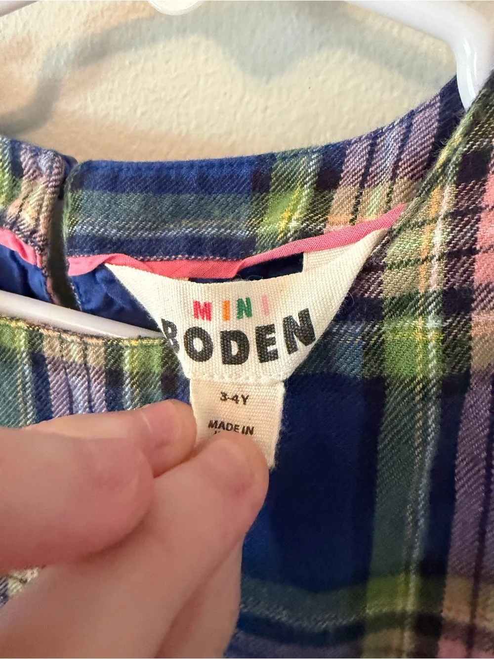 Mini Boden Multicolor Plaid Tiered Dress - Long Sleeve